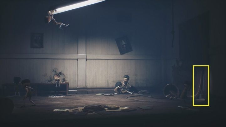To finally get rid of the mask, you must squeeze through the hole in the wall - Little Nightmares 2: Kitchen - Chapter 2 Orphanage walkthrough - Chapter 2 - Orphanage - Little Nightmares 2 Guide