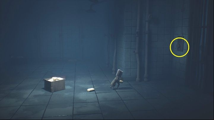 Throw the soap at the button, which will open the door and allow you to enter - Little Nightmares 2: Wheelchair puzzle - how to get out? - Puzzles - Little Nightmares 2 Guide