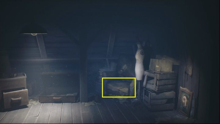 Eventually, the character will hide in an armchair - Little Nightmares 2: The Nomes Attic walkthrough - The Nomes Attic DLC - Little Nightmares 2 Guide