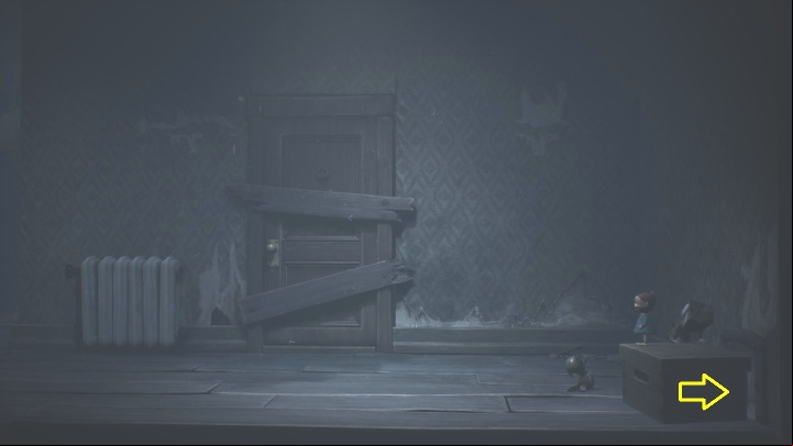 To continue on, you will have to push aside the crate blocking the entrance to the shaft - Little Nightmares 2: Building - Chapter 4 walkthrough - Chapter 4 - Getting to the Tower - Little Nightmares 2 Guide