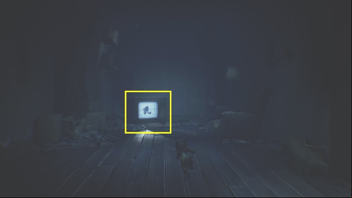 You'll see Six on the TV - Little Nightmares 2: Shop and Escape - Chapter 4 walkthrough - Chapter 4 - Getting to the Tower - Little Nightmares 2 Guide