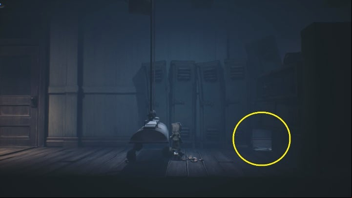 Moving on, you have to squeeze under the lamp and then crawl into the hole between the cabinets - Little Nightmares 2: School - Chapter 2 Orphanage walkthrough - Chapter 2 - Orphanage - Little Nightmares 2 Guide