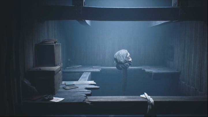 Push the board and immediately run behind the crate hidden in the left corner - Little Nightmares 2: School - Chapter 2 Orphanage walkthrough - Chapter 2 - Orphanage - Little Nightmares 2 Guide