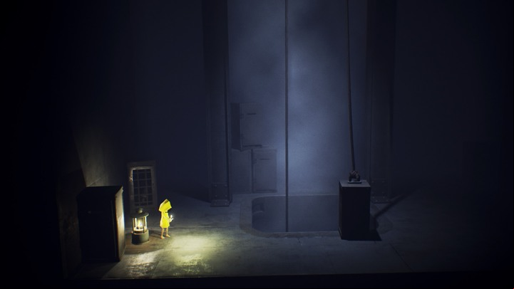 Light up the lantern and push the weight down. - Little Nightmares: Door with electric bars - walkthrough - The Prison - Little Nightmares Game Guide
