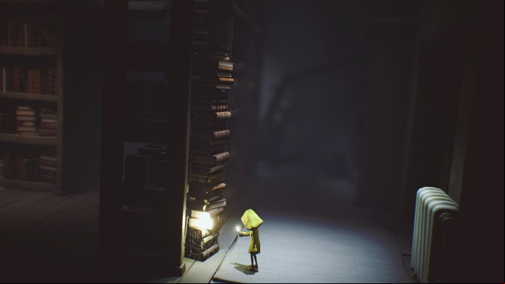 Follow the carpet and use books to climb - Little Nightmares: Room with clocks, the library - walkthrough - The Lair - Little Nightmares Game Guide