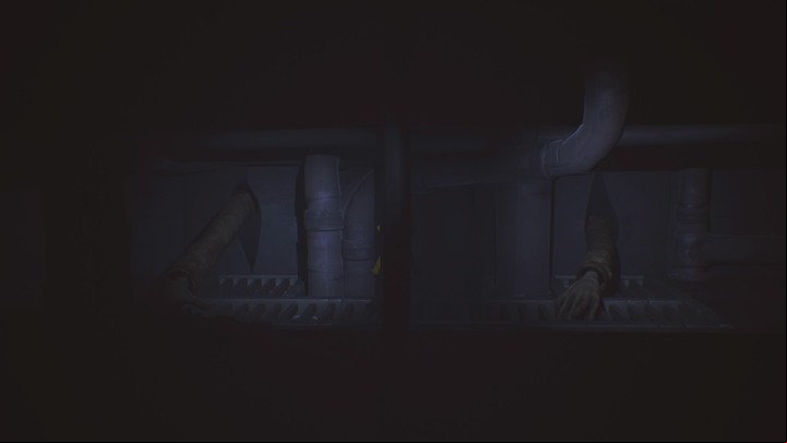Wait until the right hand is feeling the higher pipes and then go further ahead. - Little Nightmares: Room with clocks, the library - walkthrough - The Lair - Little Nightmares Game Guide