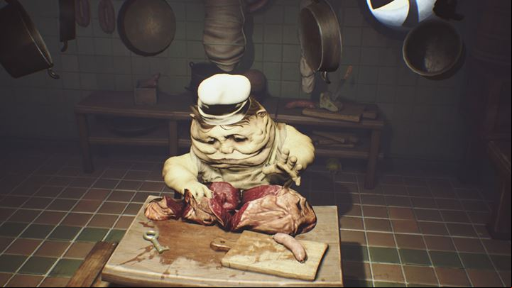 Sneak behind the cooks back untill youve reached the hext room. - Little Nightmares: Get the next key - walkthrough - The Kitchen - Little Nightmares Game Guide