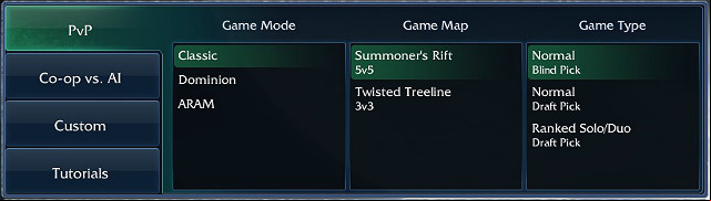 In PvP two 3- or 5-player teams fight against each other on a chosen map in one of 3 game modes: Classic, Dominion, and ARAM - Game Modes | Basic Gameplay - Basic Gameplay - League of Legends Game Guide