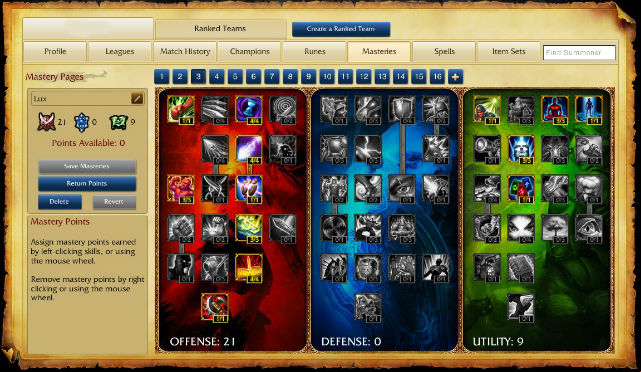 With each profile level players are rewarded with so-called Masteries Points, so you can have as much as 30 of them - Masteries | Player profile - Player profile - League of Legends Game Guide