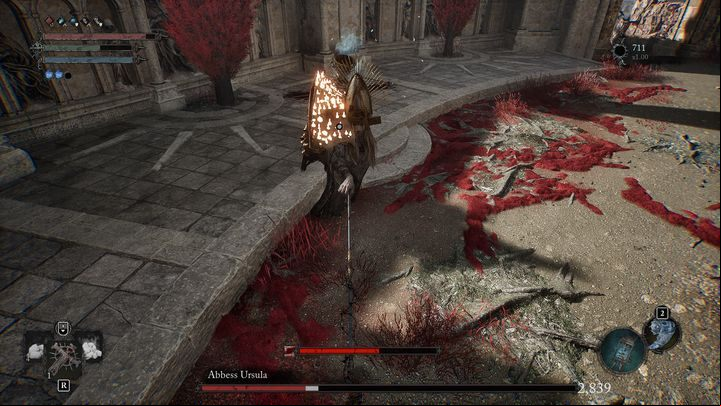 It is very easy to interrupt the boss's attacks - if you use a heavy weapon, one strong attack may be enough to Stagger her - Lords of the Fallen: How to defeat Abbess Ursula boss? - Main - Lords of the Fallen Guide