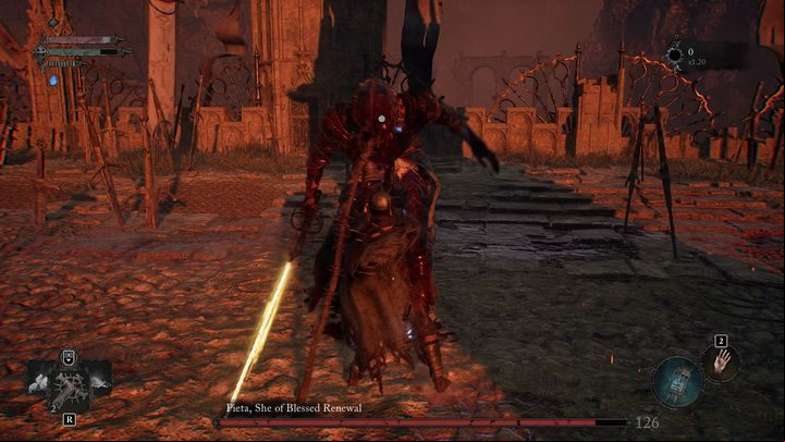 When a small portal appears above her head and a yellow projectile hits the ground, subsequent versions of this attack will begin to form on the ground - Lords of the Fallen: How to beat Pieta, She of Blessed Renewal? - Main - Lords of the Fallen Guide