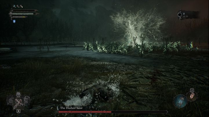The most dangerous of them is a wave of roots which speed increases as it flies farther - Lords of the Fallen: How to beat boss The Hushed Saint? - Main - Lords of the Fallen Guide