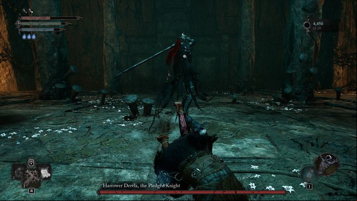 Her main attacks are visibly telegraphed weapon swings - Lords of the Fallen: How to defeat Harrower Dervla, the Pledged Knight boss? - Main - Lords of the Fallen Guide