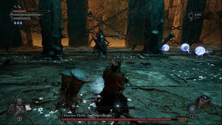 If you're too far away, Dervla will start firing at you with her crossbow - Lords of the Fallen: How to defeat Harrower Dervla, the Pledged Knight boss? - Main - Lords of the Fallen Guide