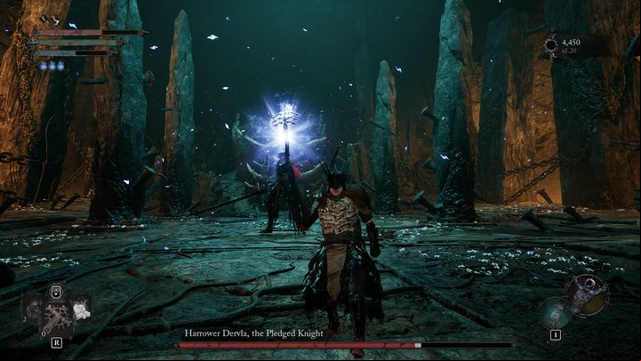 Once Dervla health drops to around 70%, she will gain a buff - Lords of the Fallen: How to defeat Harrower Dervla, the Pledged Knight boss? - Main - Lords of the Fallen Guide