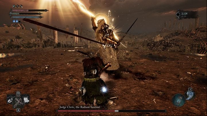 After charging the buff successfully, most of the boss's attacks will deal Holy damage - Lords of the Fallen: How to defeat the Judge Cleric, the Radiant Sentinel boss? - Main - Lords of the Fallen Guide