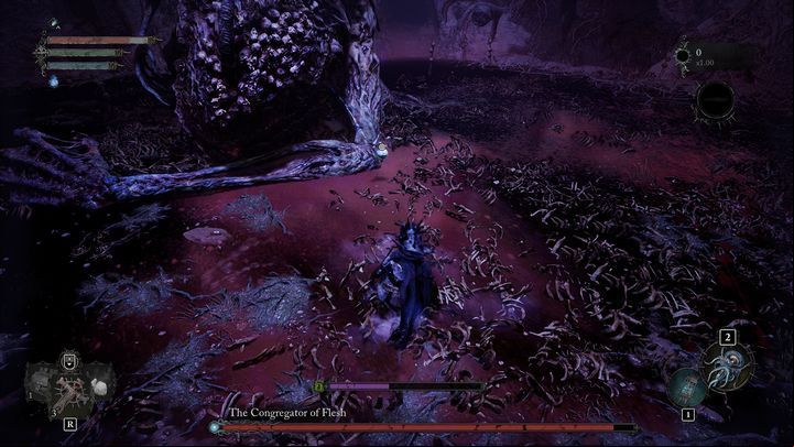 Circling him and attacking his back is a good tactic, especially if you want to avoid boss's attacks, but if you repeat this move too often, Congregator of Flesh will jump into the air and land on you right away - Lords of the Fallen: How to beat boss Congregator of Flesh? - Main - Lords of the Fallen Guide
