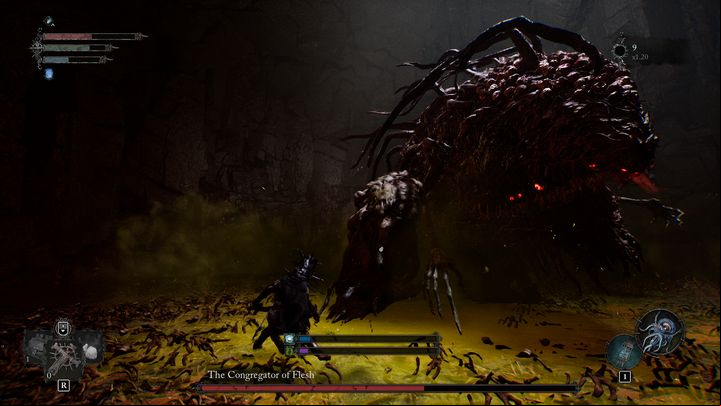 From now on, each time the boss is back on the ground, he will coat the floor with poison goo - each with it applies Poison status - Lords of the Fallen: How to beat boss Congregator of Flesh? - Main - Lords of the Fallen Guide