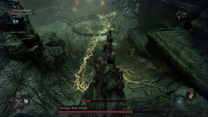 Phase 2 begins when the boss is brought down to 60%-70% of her health bar - Lords of the Fallen: How to beat Scourged Sister Delyth boss? - Main - Lords of the Fallen Guide