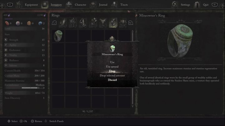 1 - Lords of the Fallen: How to put on a ring? - Character development and equipment - Lords of the Fallen Guide