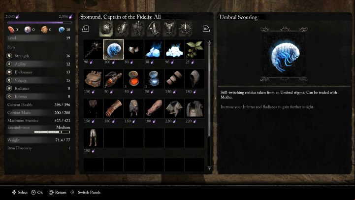 1 - Lords of the Fallen: What are the uses of Umbral Scourings? - Quest items - Lords of the Fallen Guide