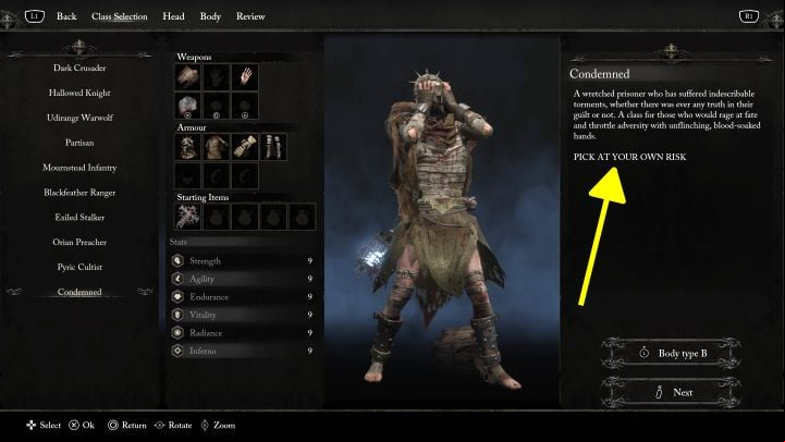 We have listed the recommended starting classes on a separate page: Best class - Lords of the Fallen: Difficulty levels - Basics - Lords of the Fallen Guide