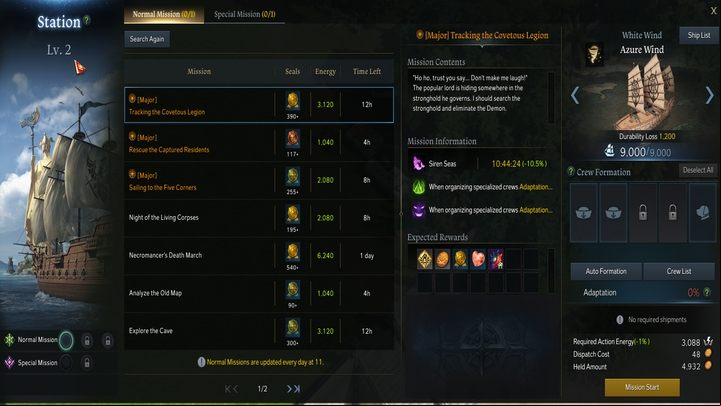 On further Station levels, you will gain access to much more complex missions that will also take more time - Lost Ark: Stronghold - Basics - Lost Ark Guide