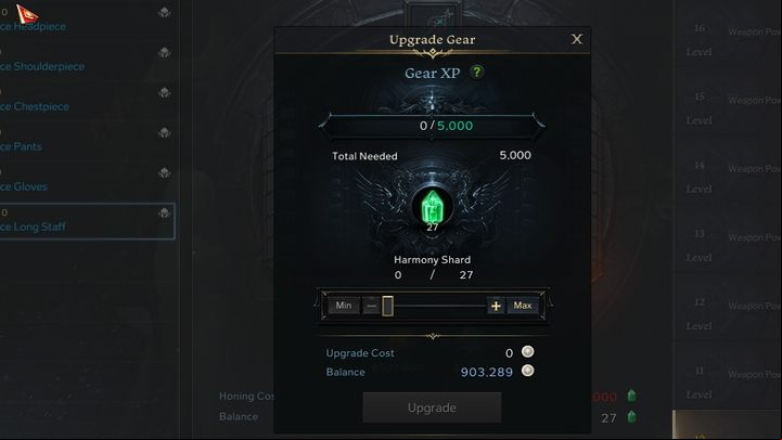 In the new window you must fill the bar by spending Harmony Crystals and silver - Lost Ark: Honing - raising ilvl - Character development - Lost Ark Guide