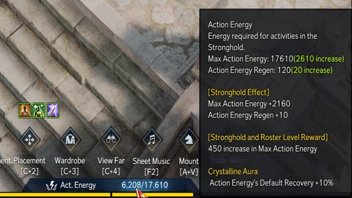 Each action you take at the Stronghold takes some Action Energy - Lost Ark: Daily activities - list - Activities after level 50 - Lost Ark Guide