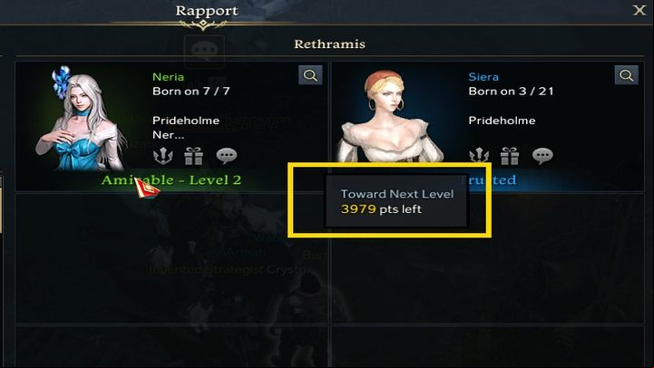 By hovering over the trust level you will find out how many points you need to level up the relationship. - Lost Ark: Rapport and Affection - Adventurers Tome - Lost Ark Guide