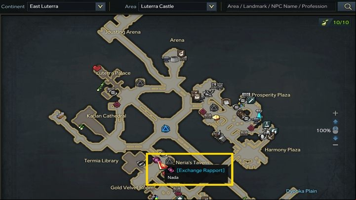 Another way is to visit Nada - a merchant in Lutherra Castle - Lost Ark: Rapport and Affection - Adventurers Tome - Lost Ark Guide