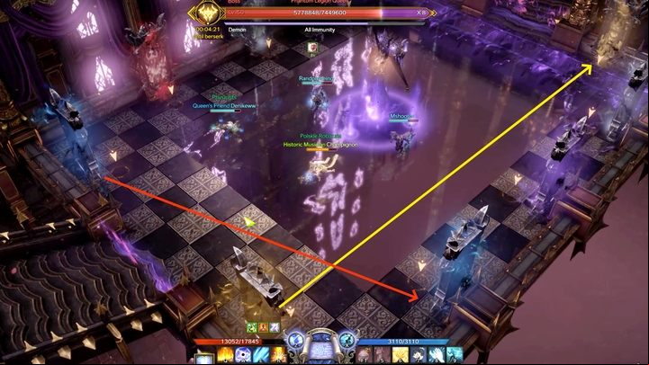 The first simple mechanic starts once the boss has 9 health bars - Lost Ark: Hildebrandt Palace - boss, how to beat? - Abyssal Dungeon - Lost Ark Guide