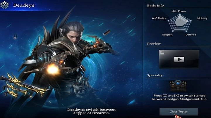 Like the Gunslinger, he uses three weapons: a pistol, a shotgun and a rifle - Lost Ark: Deadeye (Gunner) - character class - Gunner - Lost Ark Guide
