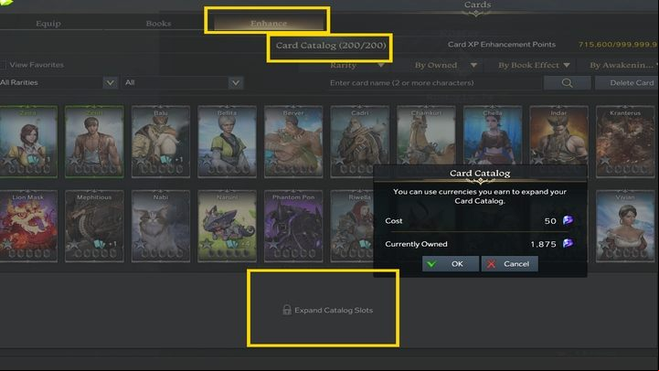 To be able to expand your deck, you must purchase more rows of slots in the collection, using blue crystals - Lost Ark: Card Catalog is Full - how to fix? - Game mechanics and information - Lost Ark Guide