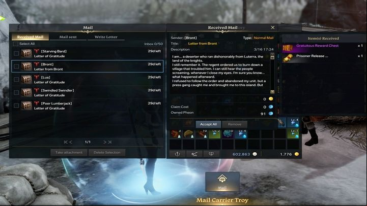 When the prisoners have been bought out, you will receive a packet and document from each prisoner, wich you should pick up at the post office (available on the island) - Lost Ark: Prisoners Emancipation - how to complete? - Unas Tasks - Lost Ark Guide
