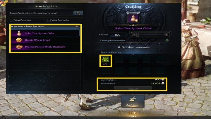 By interacting with her, you will see a list of recipes - Lost Ark: Activities - Cooking - Adventurers Tome - Lost Ark Guide