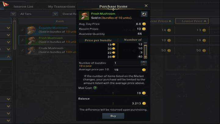 To make your purchase click the Buy button in the bottom right corner - Lost Ark: Auction House and the Market - Basics - Lost Ark Guide