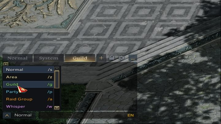 Guilds have their own chat tab by default - to send a message to your guild select the green Guild option in the chat or add the /g prefix to your message - Lost Ark: Guilds - Basics - Lost Ark Guide