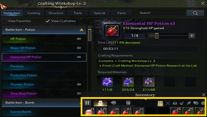 HP Potions, on the other hand, have a green, blue or purple background - Lost Ark: Potions - healing and uses - Basics - Lost Ark Guide