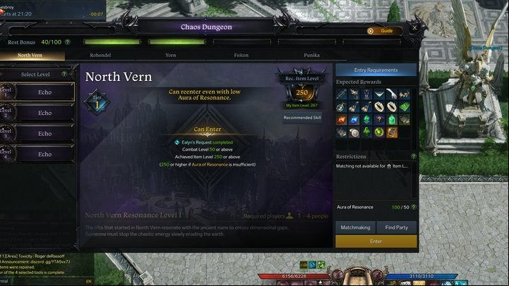Chaos Dungeon has a Rest Bonus - if you have saved Aura of Resonance in one day, a part of it will be stored in Rest Bonus - Lost Ark: Chaos Dungeons - Activities after level 50 - Lost Ark Guide