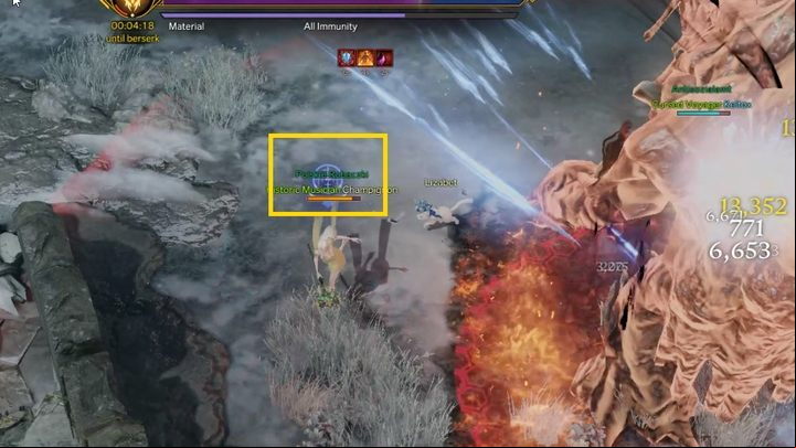 Occasionally, a crosshair may appear above the hero - the boss will then perform a special attack, which causes a bloodstain to appear in the target's location - Lost Ark: Demon Beast Canyon - boss, how to beat? - Abyssal Dungeon - Lost Ark Guide