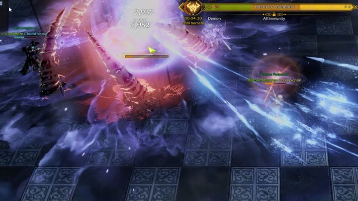 To complete this stage correctly, players should line up in the arena forming the shape of a cross - Lost Ark: Hall of the Twisted Warlord - boss, how to beat? - Abyssal Dungeon - Lost Ark Guide