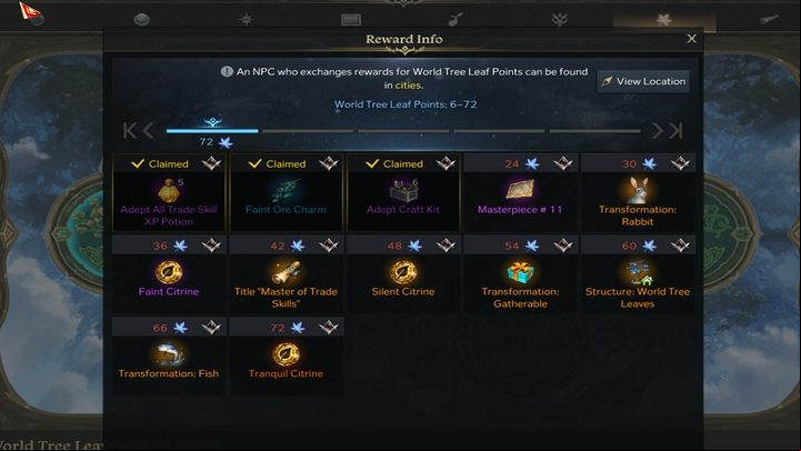 List of rewards for World Tree Leaves - Lost Ark: Trade Skills - information - Trade Skills - Lost Ark Guide