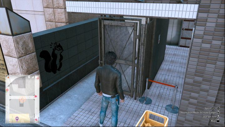 The 30th image is located in an alley by the Hotel District - Lost Judgment: Squirrel search In Shichifuku - all squirrels, map - Kamurocho - Lost Judgment Guide