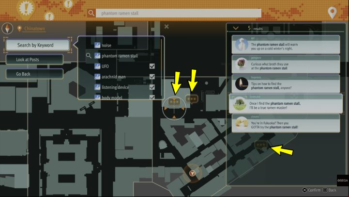 On the Buzz Researcher app, search for phantom ramen stall and go to a minimum of 3 designated locations - Lost Judgment: The Forbidden Taste - walkthrough - Side Cases - Lost Judgment Guide