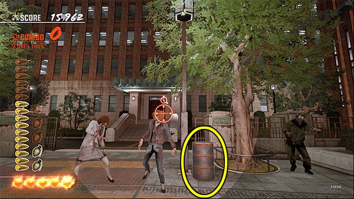 To earn this trophy, aside from killing zombies try to shoot interactive objects such as safes and barrels (picture above) - Lost Judgment: Trophies - list - Appendix - Lost Judgment Guide