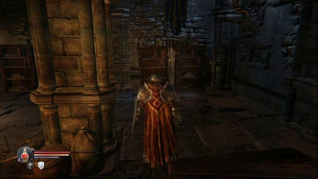 After a while, you will reach the locations shown in the above screenshot - downstairs, you will encounter two opponents and in the corner, there is a small room ( smash the shelves that cover it and dodge forward - jump while running) - Find the key for Kaslo | Keystone Citadel - Keystone Citadel - Lords of the Fallen 2014 Game Guide & Walkthrough