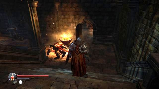 At the foot of the stairs, you run into a Marauder. Behind the door, there are two Infested, a note, a weapons chest and a hidden age. - Find Kaslo | Keystone Citadel - Keystone Citadel - Lords of the Fallen 2014 Game Guide & Walkthrough