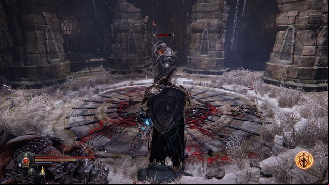 You can use the hole for your own ends and push an enemy in there - Find Antanas and Kaslo at the Monastery Citadel | Catacombs - Catacombs - Lords of the Fallen 2014 Game Guide & Walkthrough