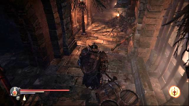 The lever that opens the arena entrance. - Find Antanas and Kaslo at the Monastery Citadel | Catacombs - Catacombs - Lords of the Fallen 2014 Game Guide & Walkthrough